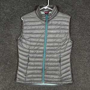 Rab Vest Womens Medium Gray Pertex Microlight Quilted Insulated Puffer Full Zip